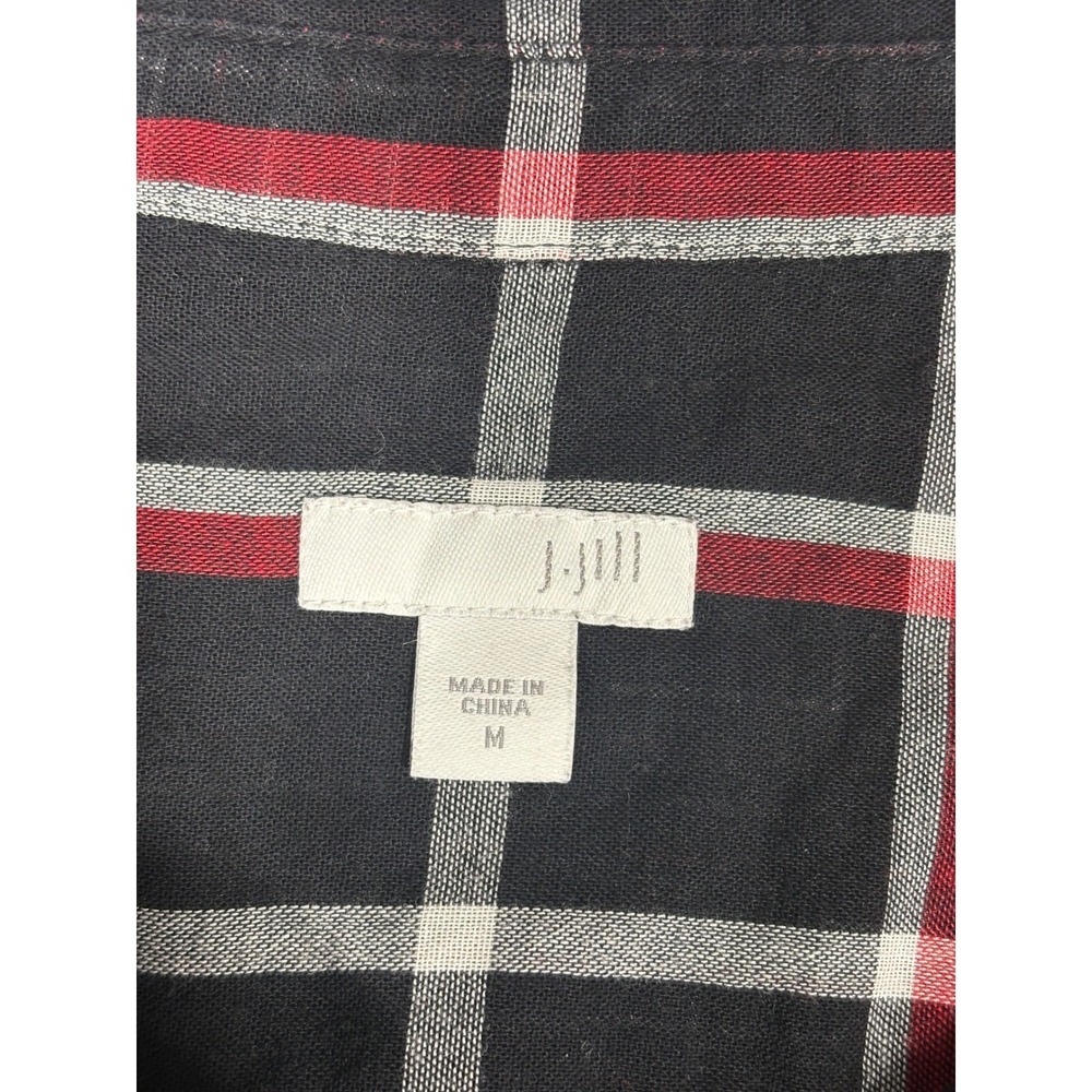 J. Jill Womens Black Red Plaid Long Sleeve Button Down Tunic Shirt Size M Cotton - Picture 4 of 9